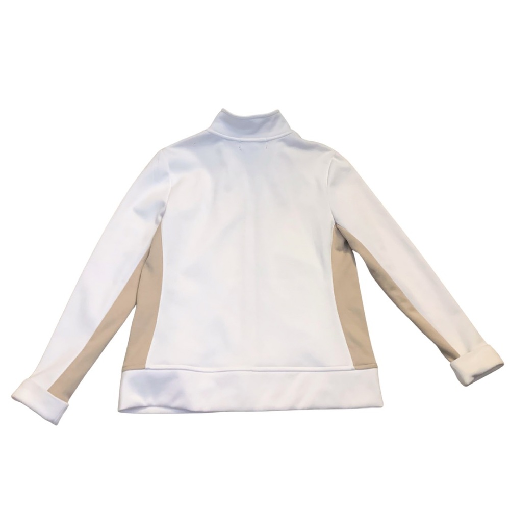 Active Ralph Lauren White Tan Sport Zip Jacket Small Petite Cotton Preppy Tennis - Picture 6 of 10